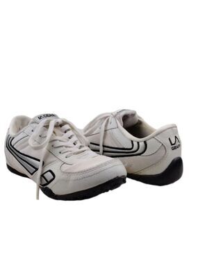 L.A Gear Vintage White Leather Fabric Upper Low Top Lace Up Athletic Sneaker